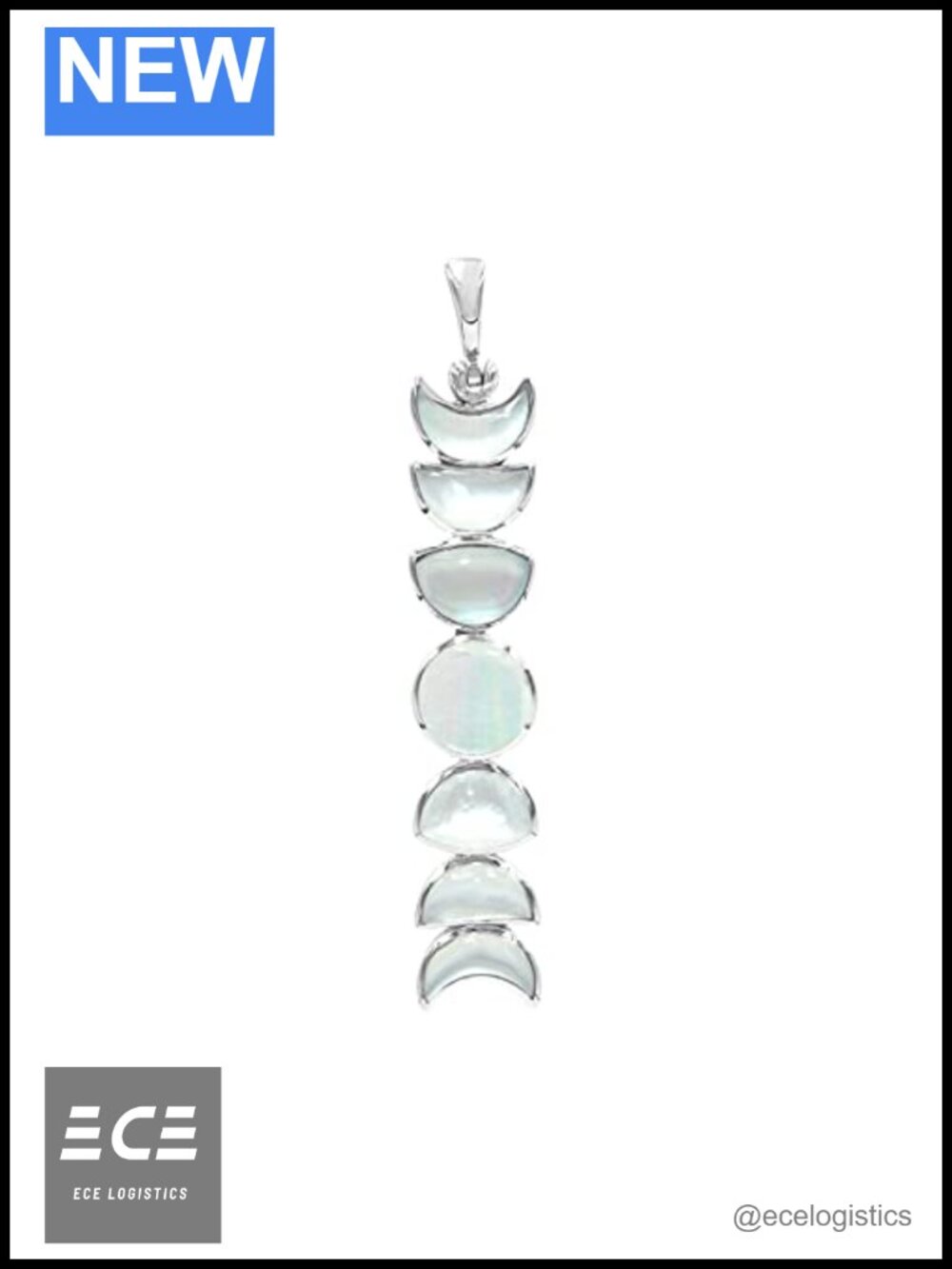 Mother of Pearl Moon Phases Pendant in 925 Sterling Silver